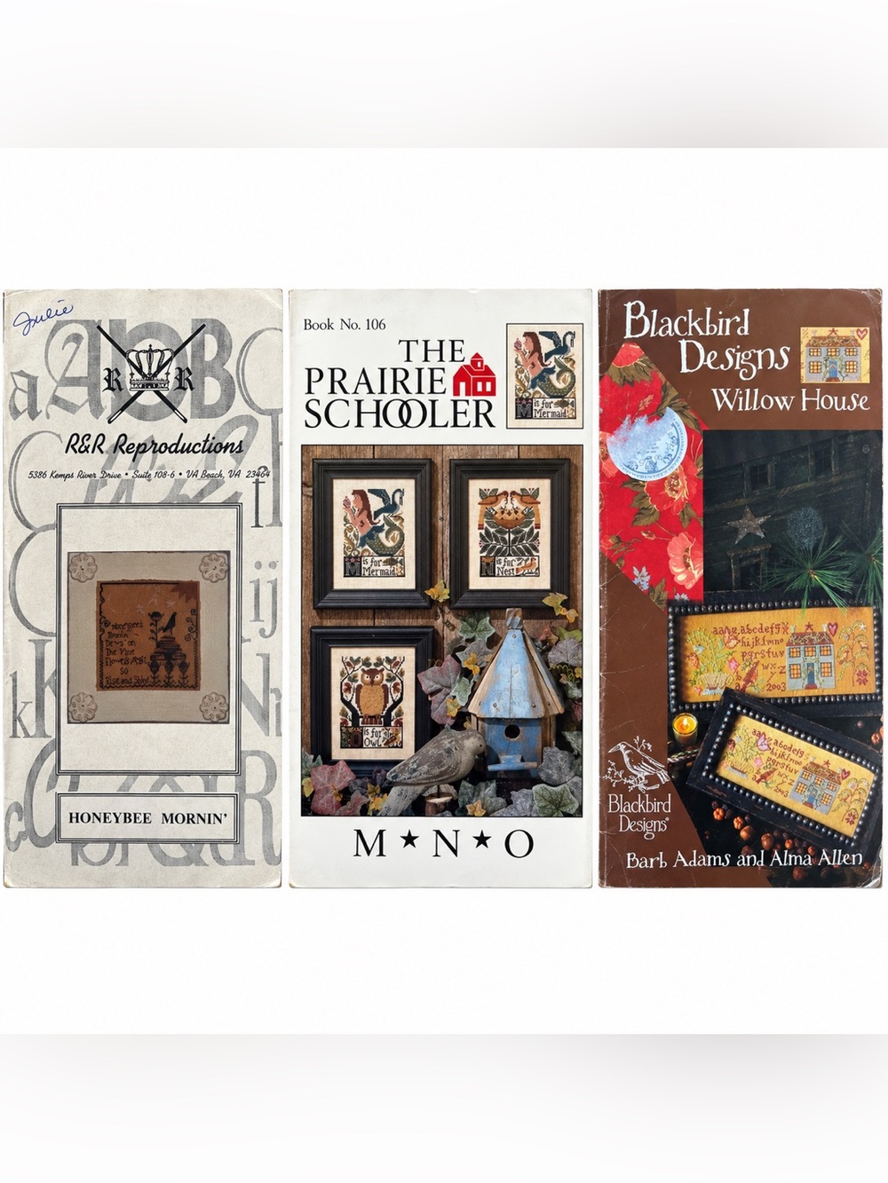 Cross Stitch Pattern Lot 3 Blackbird Designs Willow House Prairie Schooler